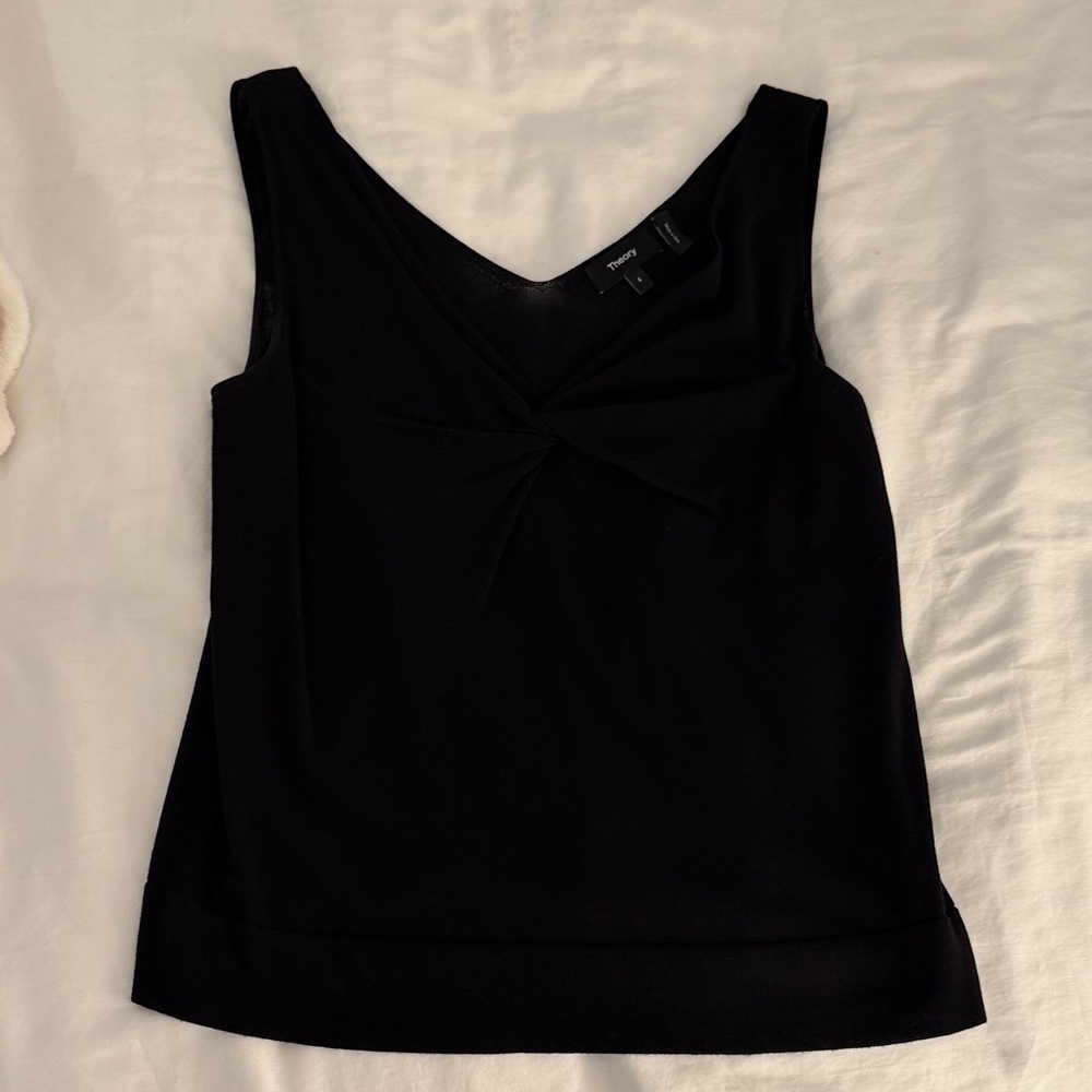 Theory Black Twist-Front Tank Top
